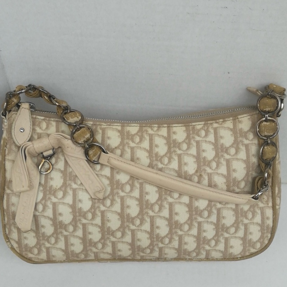 Dior Cream and Tan Monogram Shoulder Bag